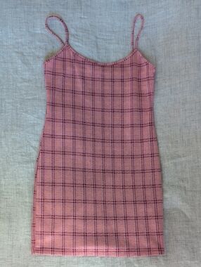 VINTAGE | Est 90s | Pink Plaid Mini Pinafore Dress 💗